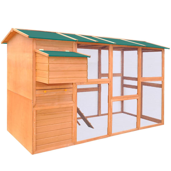 Großes Hühnerhaus aus Holz 295 x 163 x 170 cm für 12 bis 14 Hühner