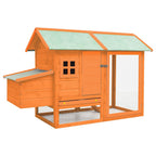 Hühnerhaus Holz 170 x 81 x 110 cm mit angebautem Freilauf, Naturholz