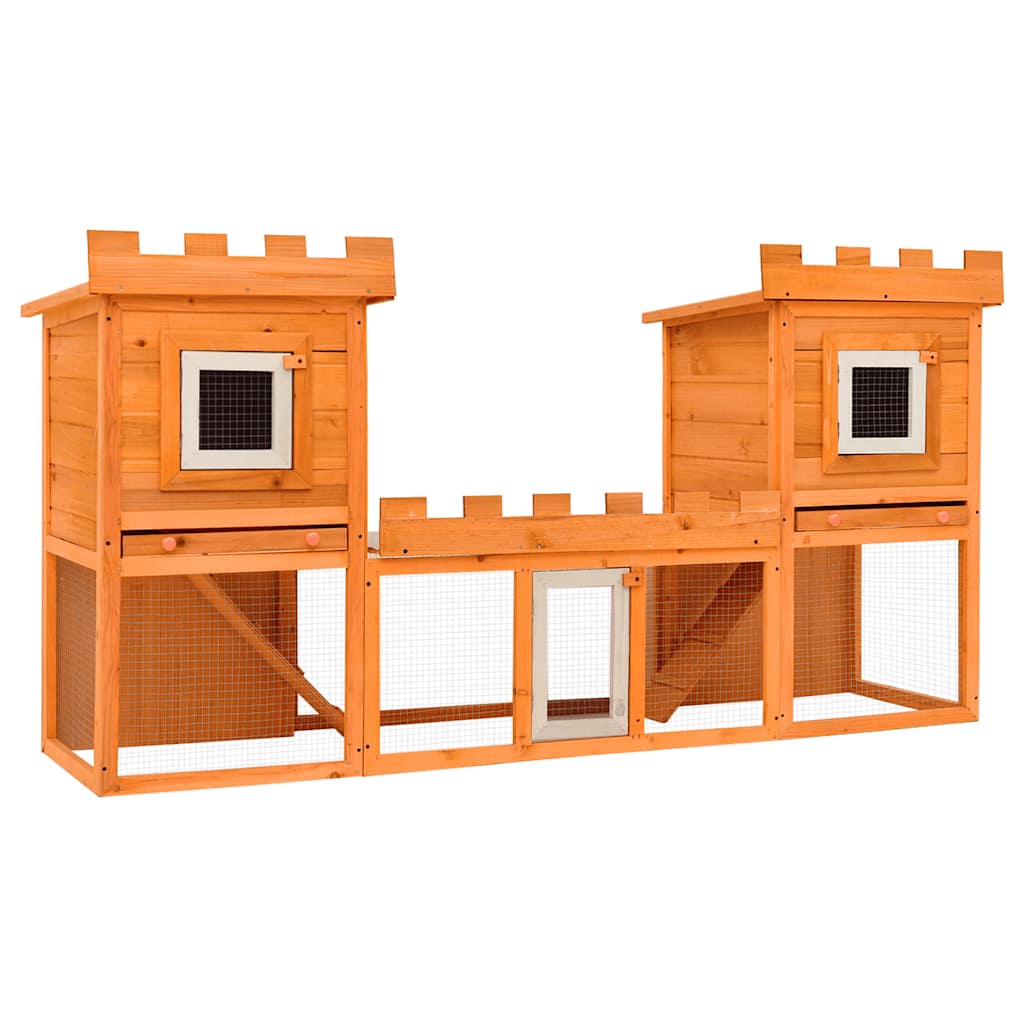 Kaninchenstall Holz Doppelhaus 192 x 50 x 101 cm mit zwei Leitern