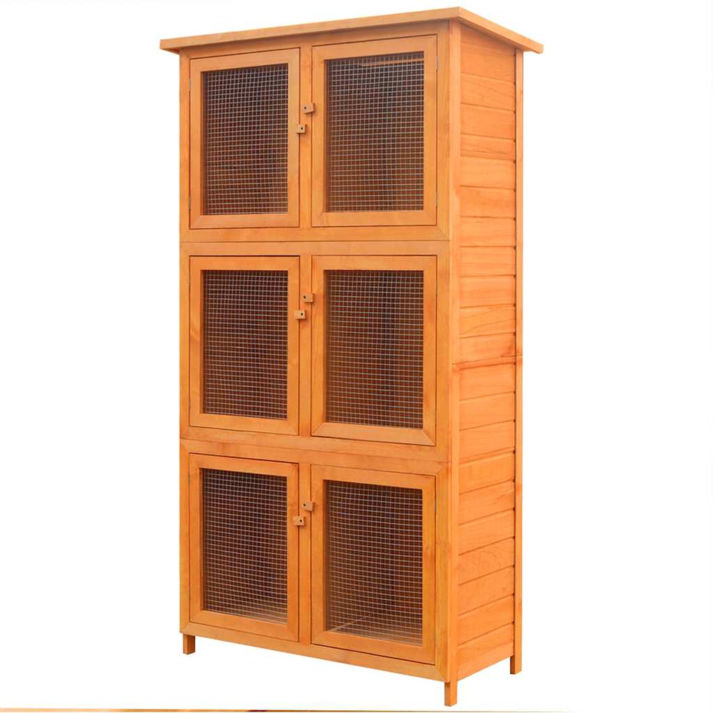 Kleintierstall mit 6 Boxen 102 x 48 x 180 cm aus Holz