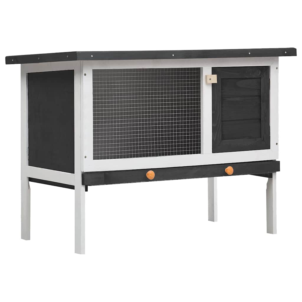 Kaninchenstall Holz Grau 90 x 45 x 65 cm