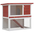 Kaninchenstall Holz Rot 90 x 45 x 80 cm mit erhöhtem Schlafbereich