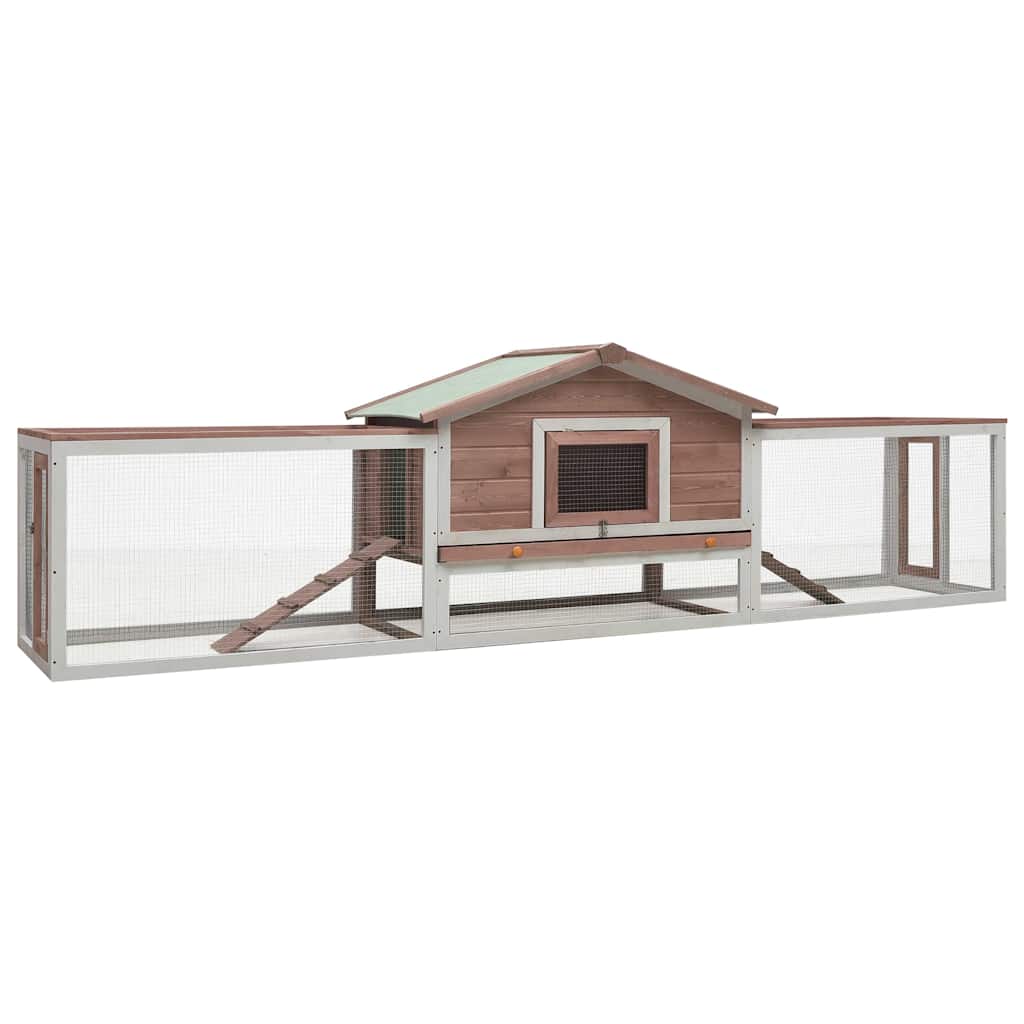 Kaninchenstall XXL Mokka 310 x 70 x 87 cm mit 2,2 m² Grundfläche