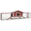Kaninchenstall XXL Rot 310 x 70 x 87 cm aus Massivholz Kiefer und Tanne