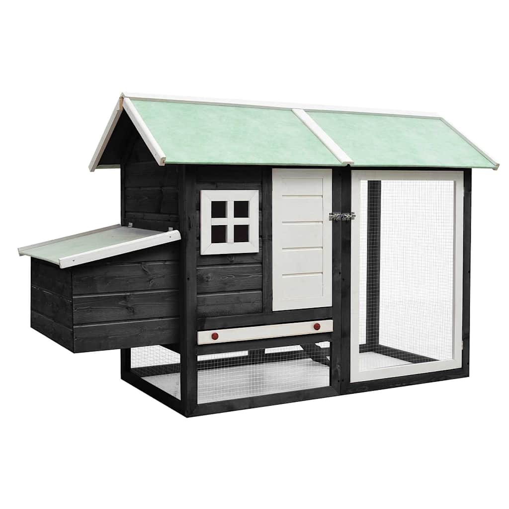 Hühnerhaus Holz Grau 170 x 81 x 110 cm mit Auslauf