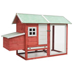 Hühnerhaus Holz Rot 170 x 81 x 110 cm mit Auslauf