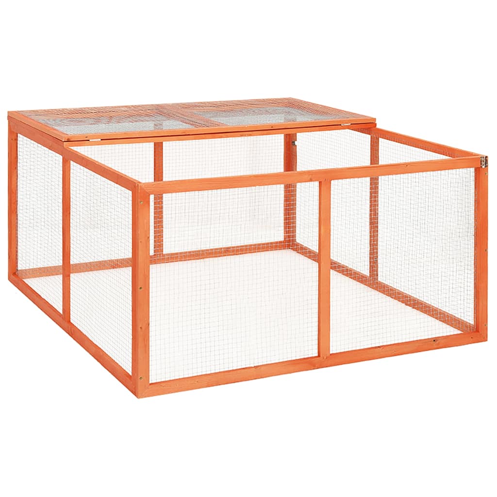 Kaninchenstall quadratisch 124 x 120 x 60 cm aus Massivholz Tanne
