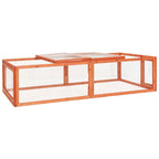 Flacher Kaninchenstall 183 x 90 x 46,5 cm aus Massivholz Tanne ohne Rampe