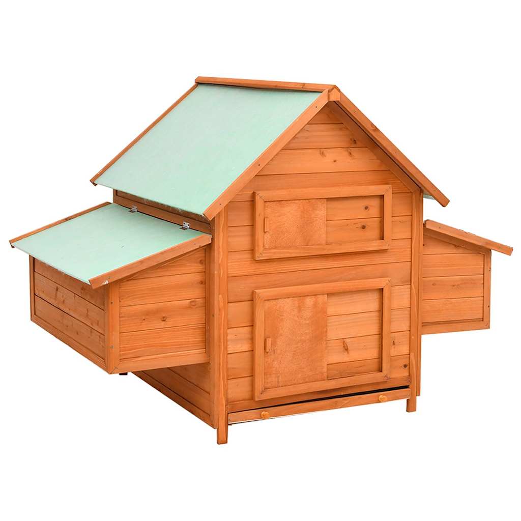 Hühnerstall aus Massivholz Tanne 150 x 96 x 110 cm mit zwei Nistkästen