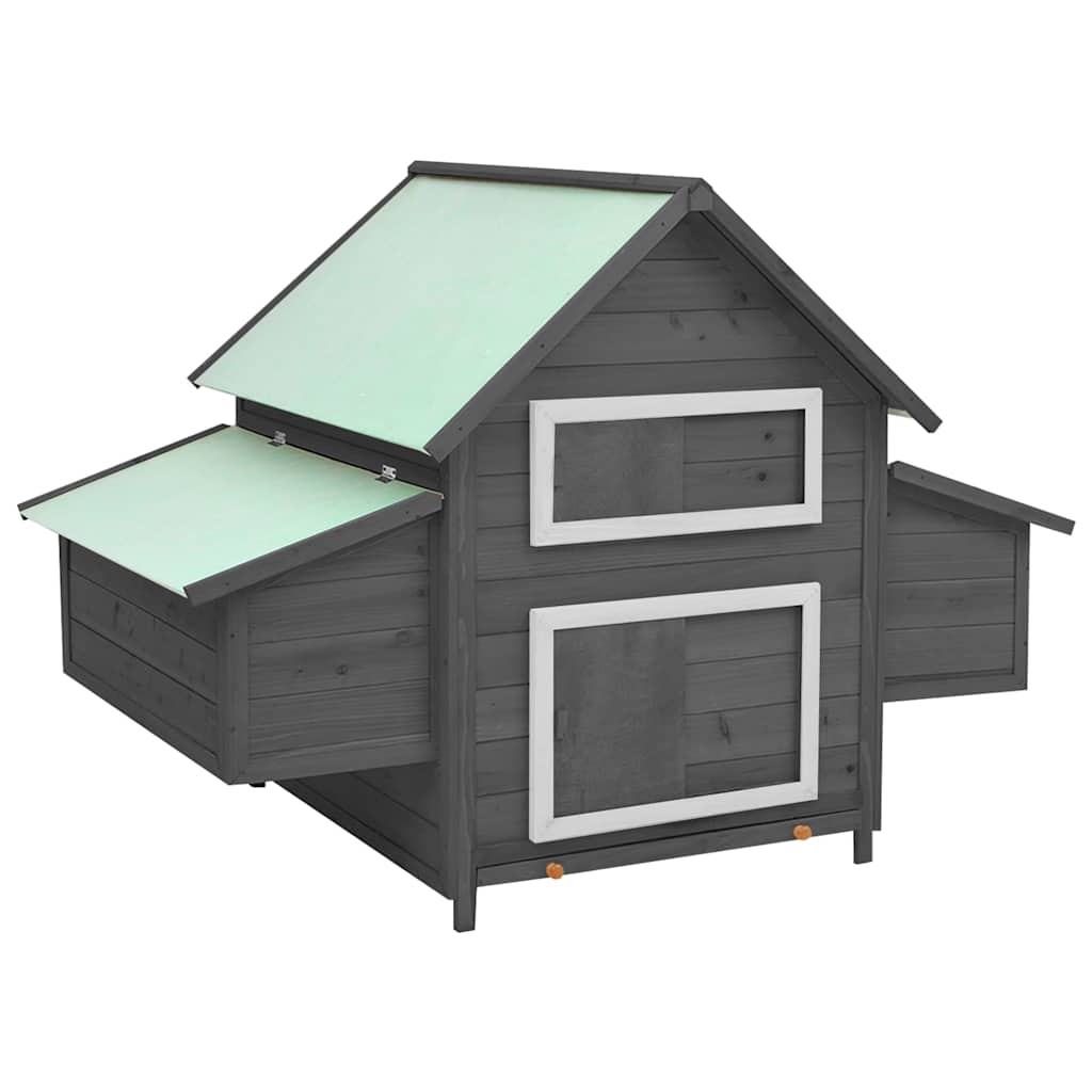 Hühnerstall Holz Grau und Weiß 150 x 96 x 110 cm mit zwei Nistkästen