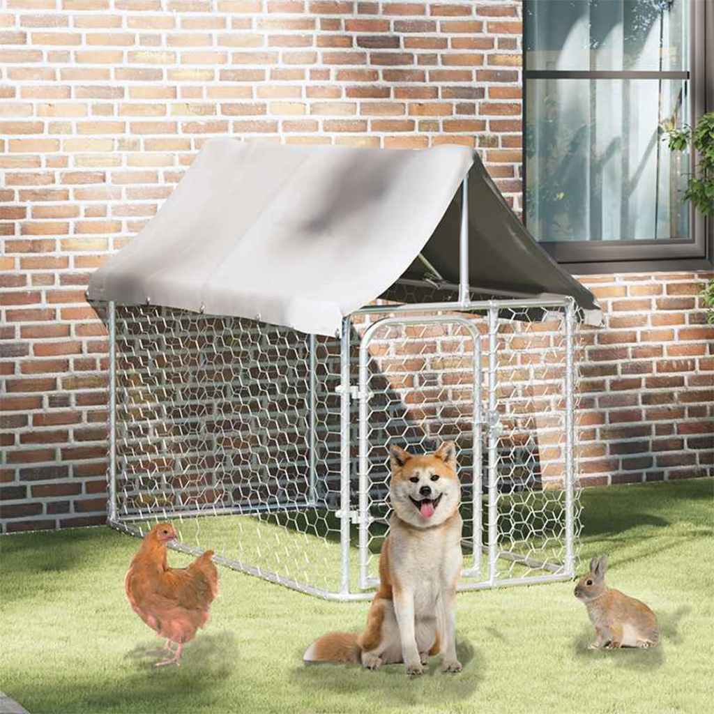 Hundezwinger mit Dach 200 x 100 x 150 cm aus verzinktem Stahl