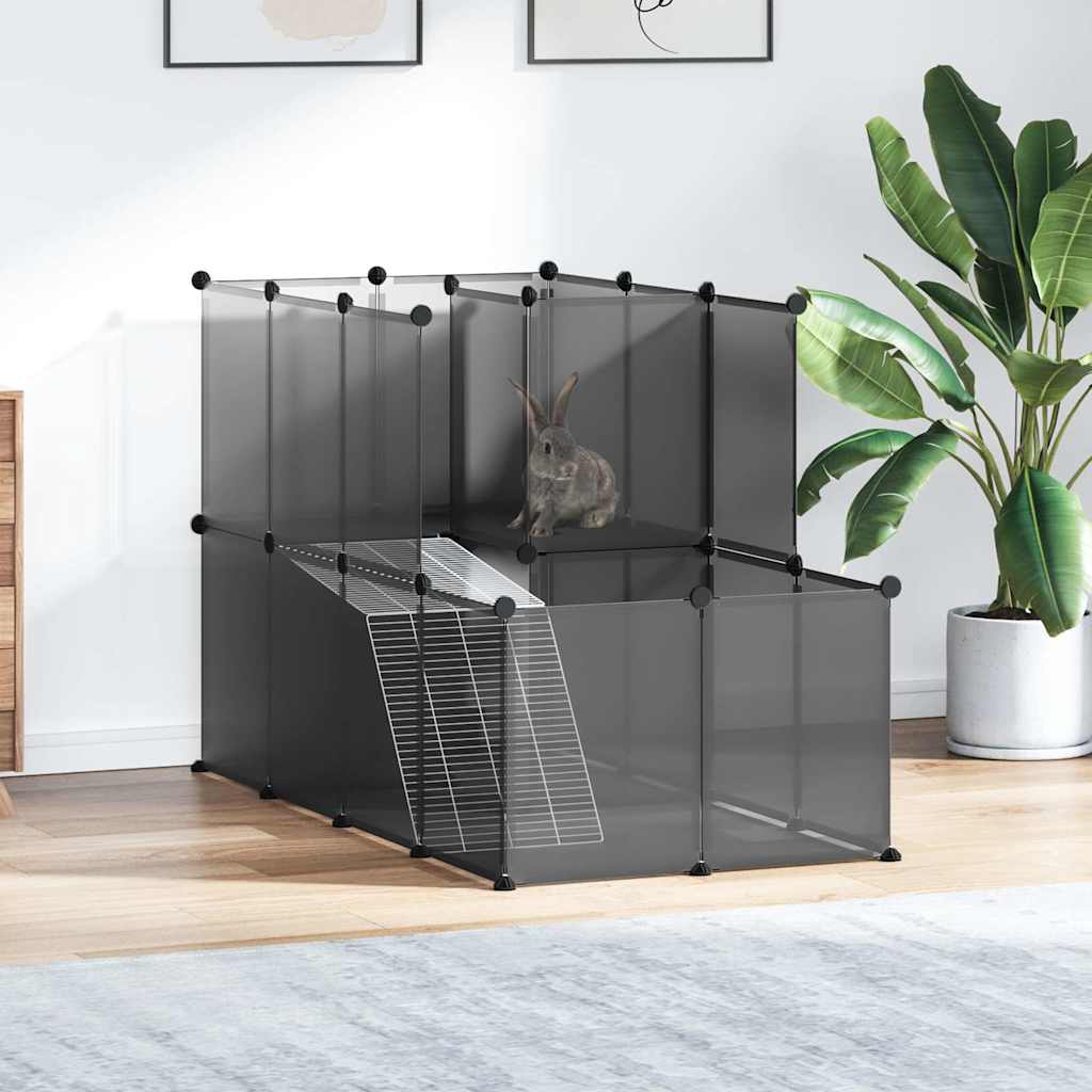 Nagerkäfig Schwarz 142 x 74 x 93 cm mit Zwischenebene