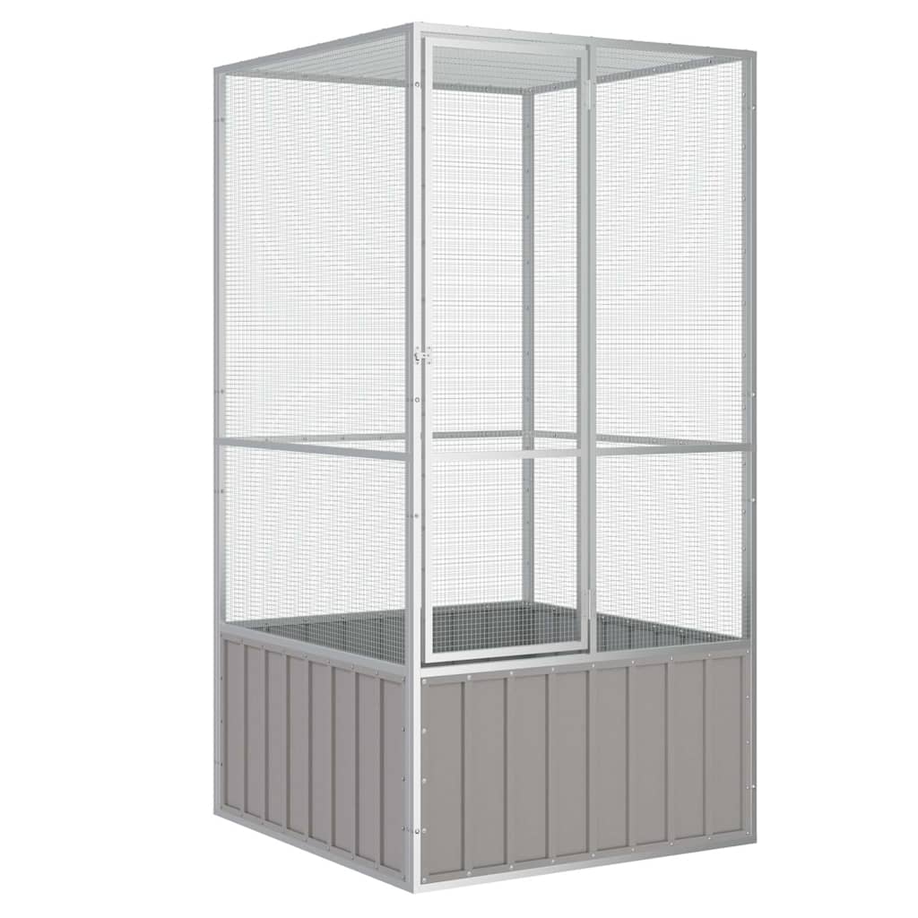 Voliere begehbar Grau 111 x 107 x 211,5 cm, verzinkter Stahl