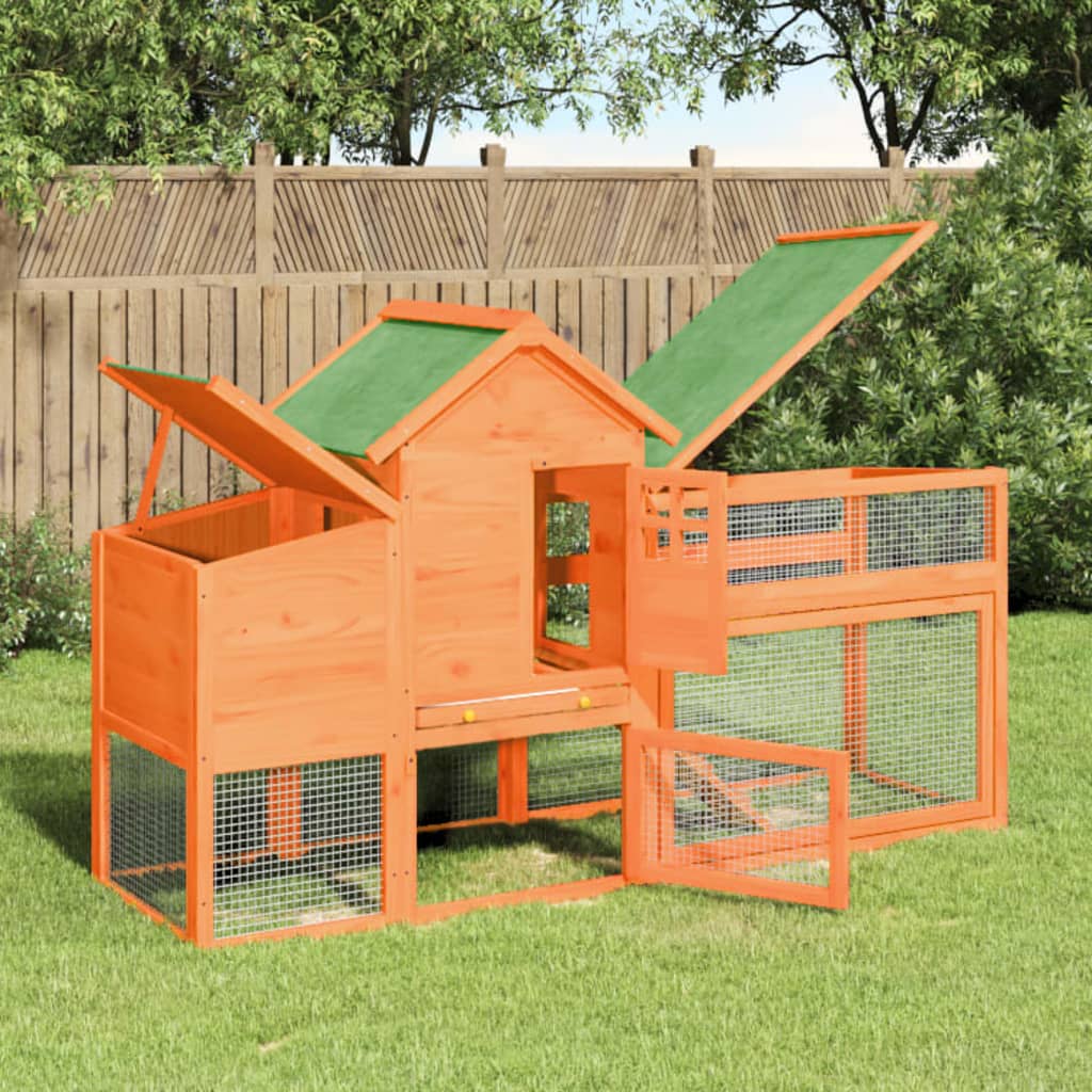 Hühnerhaus Holz Braun 186,5 x 58,5 x 113 cm mit erhöhtem Schlafbereich