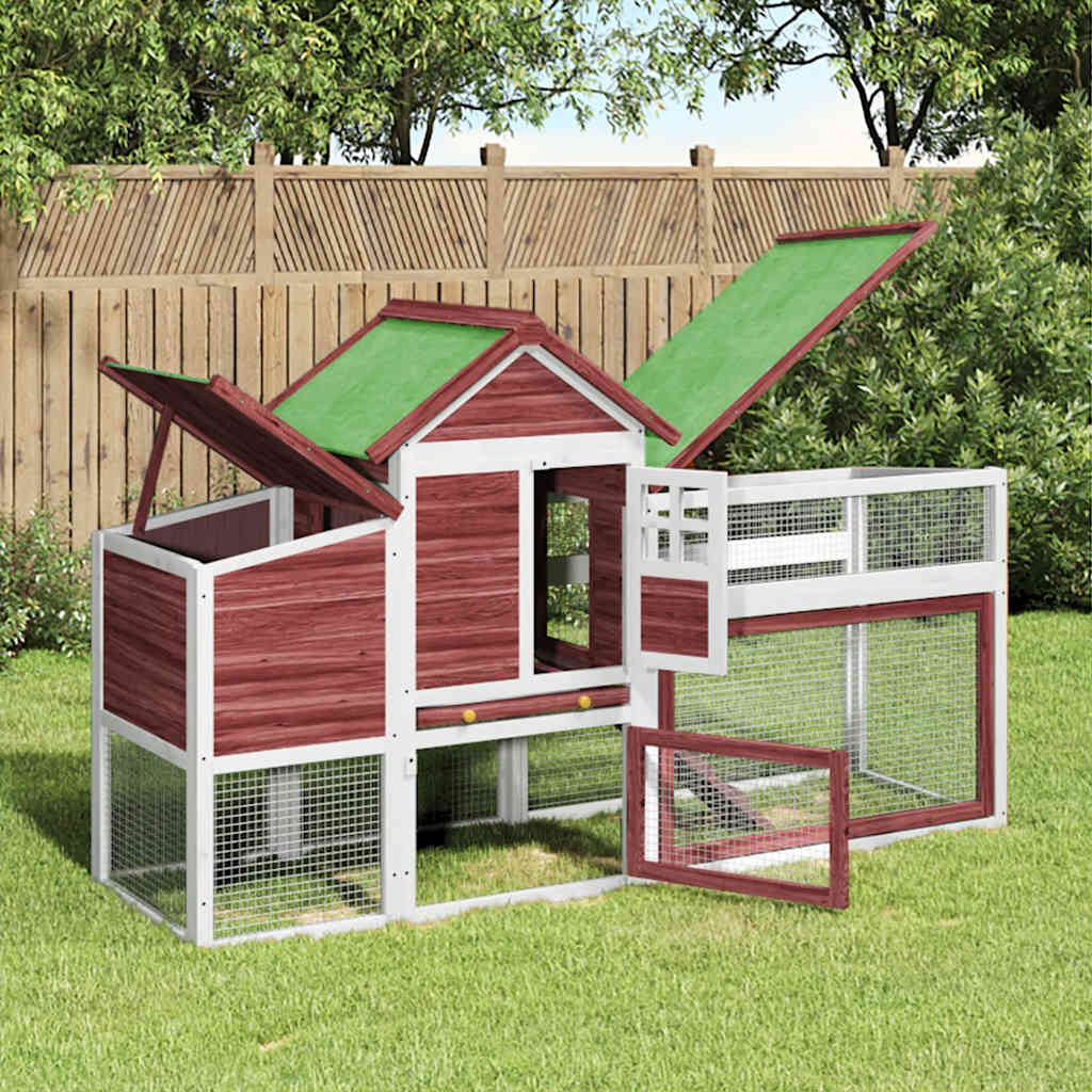 Hühnerhaus Holz Mokka 186,5 x 58,5 x 113 cm mit Nistkasten