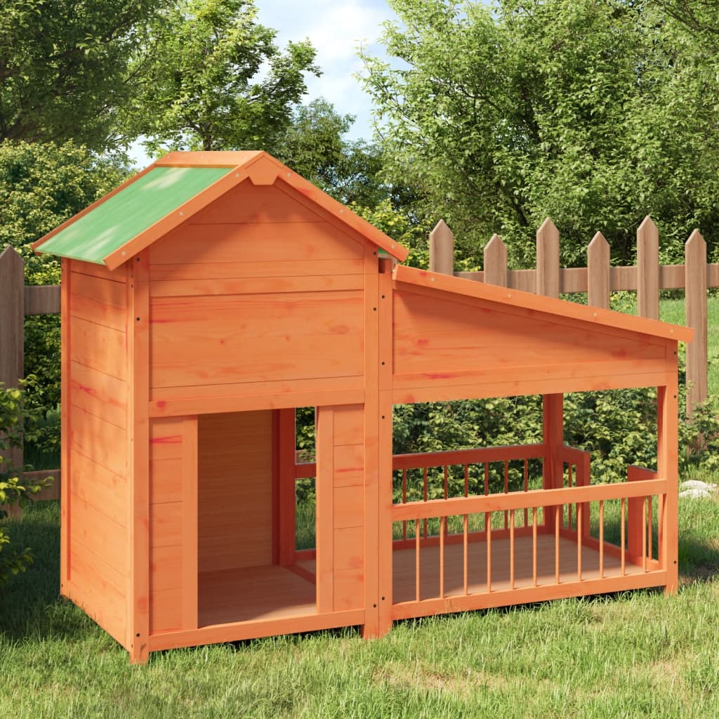 Hundehütte Holz braun 143 x 60,5 x 109 cm, lange hohe Bauform