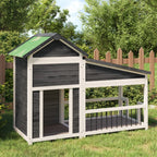 Hundehütte Holz grau 143 x 60,5 x 109 cm, lange hohe Bauform