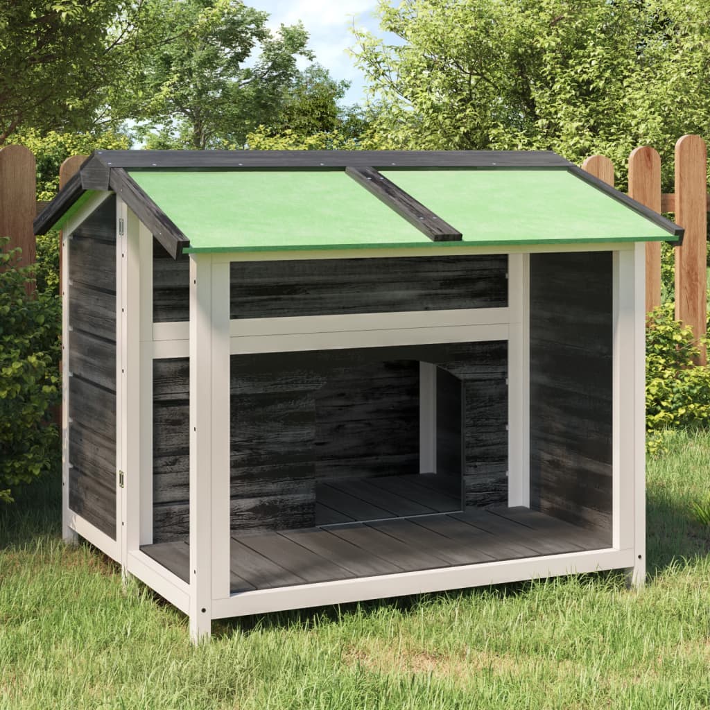 Hundehütte Holz grau 96 x 87 x 80,5 cm für kleine bis mittlere Hunde