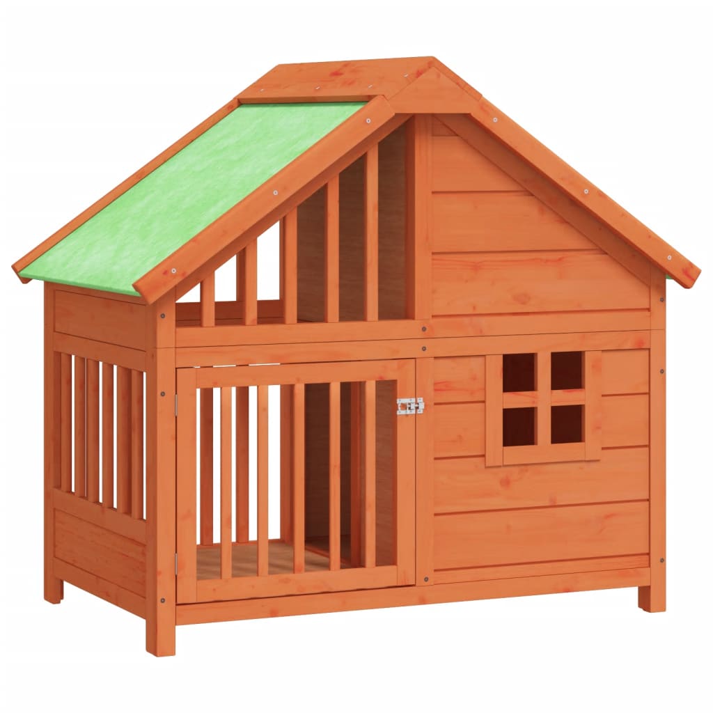 Hundehütte aus massivem Kiefernholz mit großem Eingang