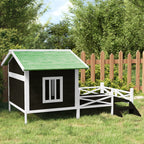 Hundehütte Holz grau 159 x 120 x 88,5 cm für mittelgroße Hunde