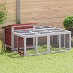 Kaninchenstall Holz Mokka 144 x 123 x 67,5 cm Massivholz Kiefer