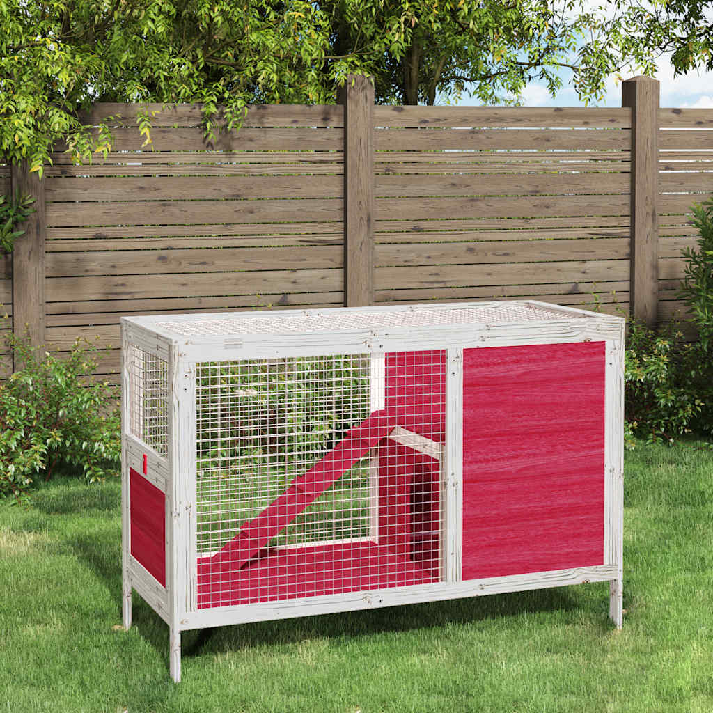 Kaninchenstall Holz Rot 103 x 44 x 69,5 cm Massivholz Kiefer