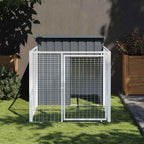 Hundehütte mit Auslauf anthrazit 110 x 201 x 110 cm aus verzinktem Stahl