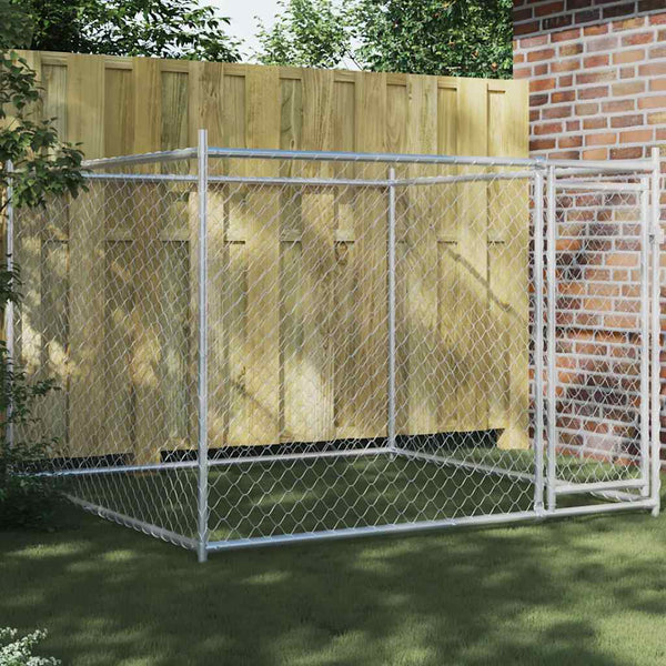 Hundezwinger 2 x 2 x 1,5 m aus verzinktem Stahl in Grau mit Tür