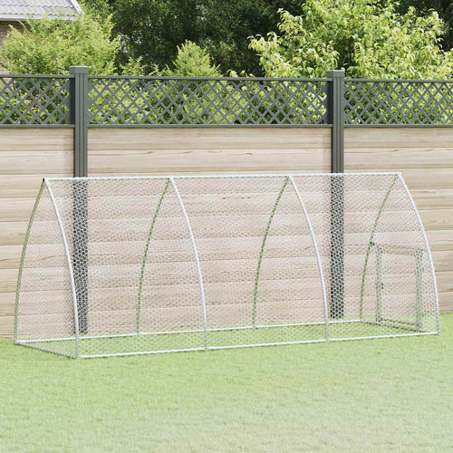 Hühnergehege XXL 300 x 105 x 120 cm aus verzinktem Stahl im Garten