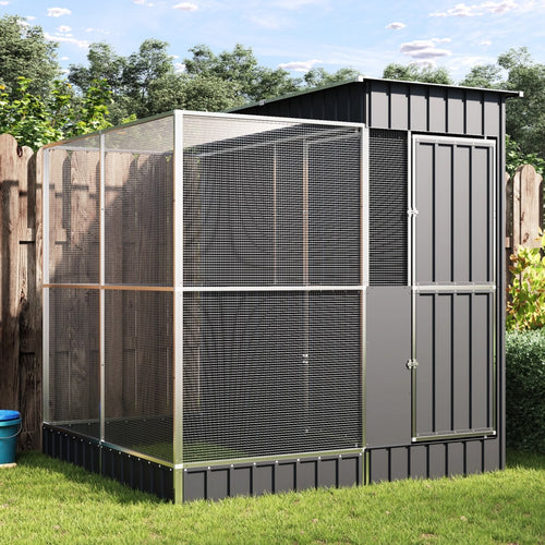 Voliere erweiterbar 209 x 203 x 216 cm mit 1-cm-Gitter im Garten