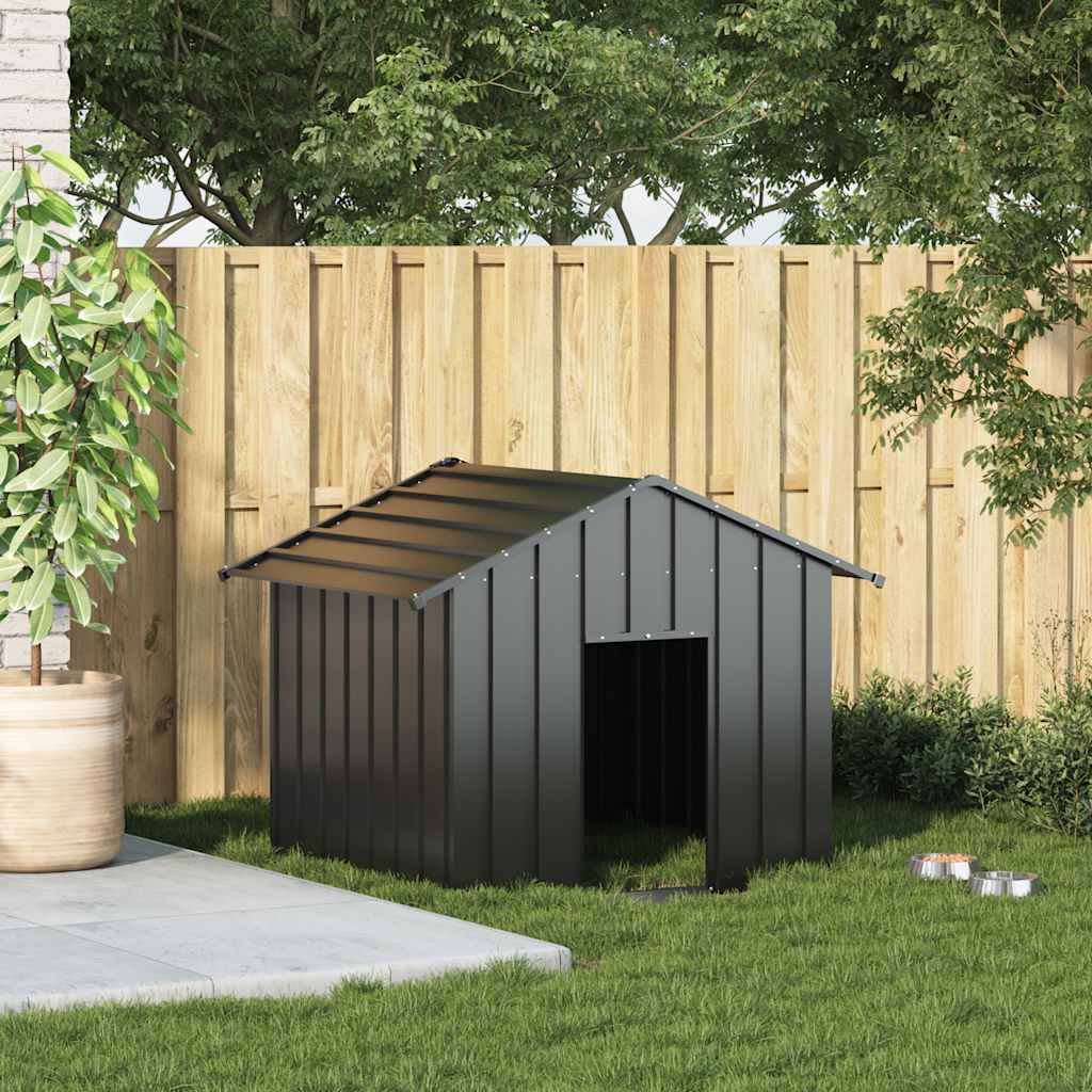 Hundehütte Metall anthrazit 131 x 101 x 102 cm für mittelgroße Hunde