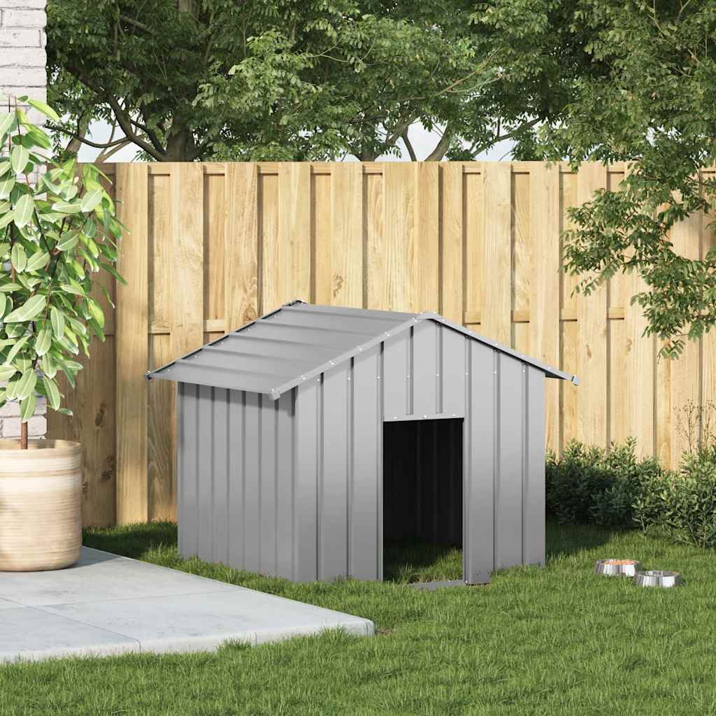 Hundehütte Metall grau 131 x 101 x 102 cm für mittelgroße Hunde