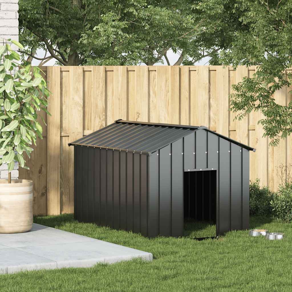 Hundehütte Metall anthrazit 113 x 153 x 101 cm mit Dach
