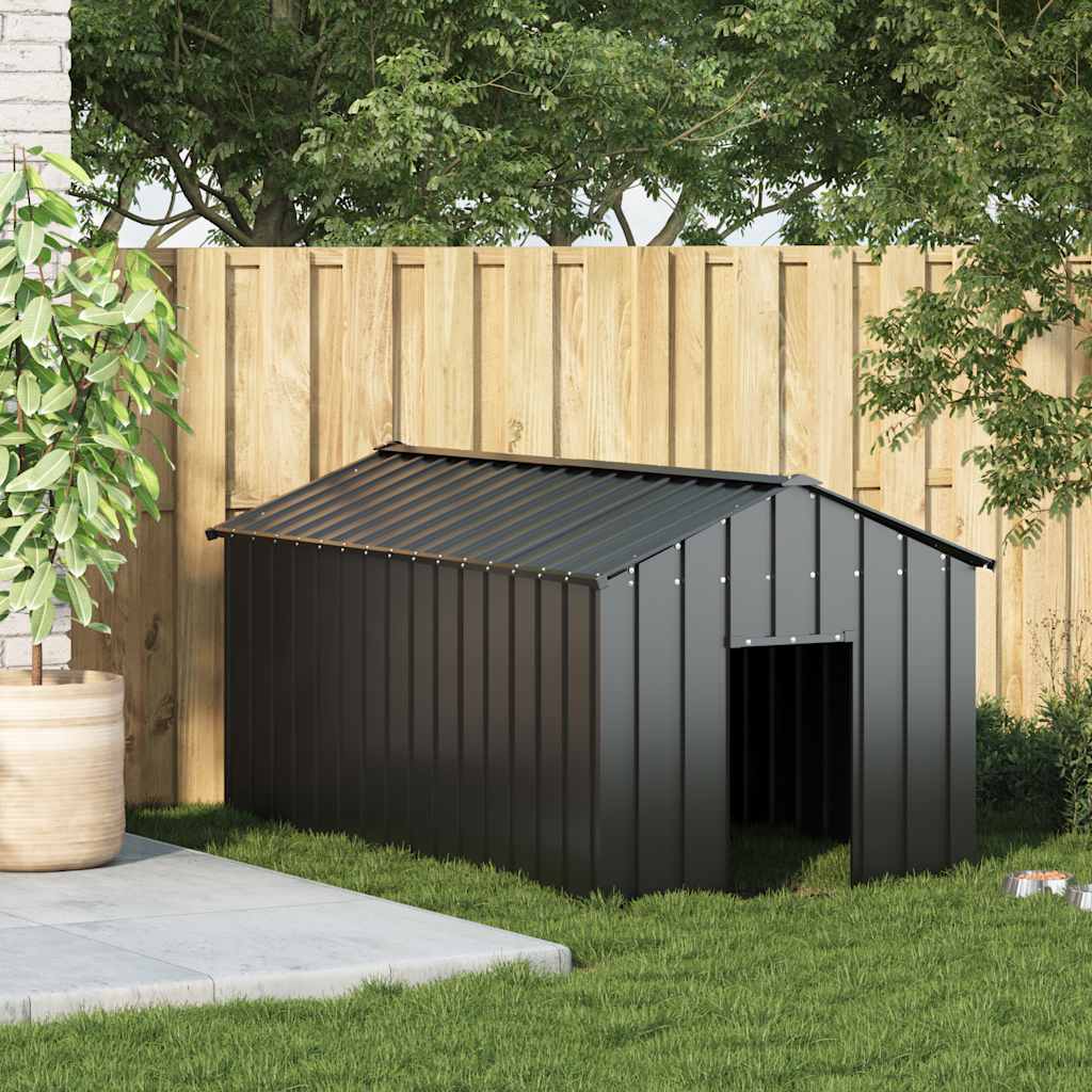 Hundehütte Metall anthrazit 114 x 202 x 101 cm, lange Ausführung