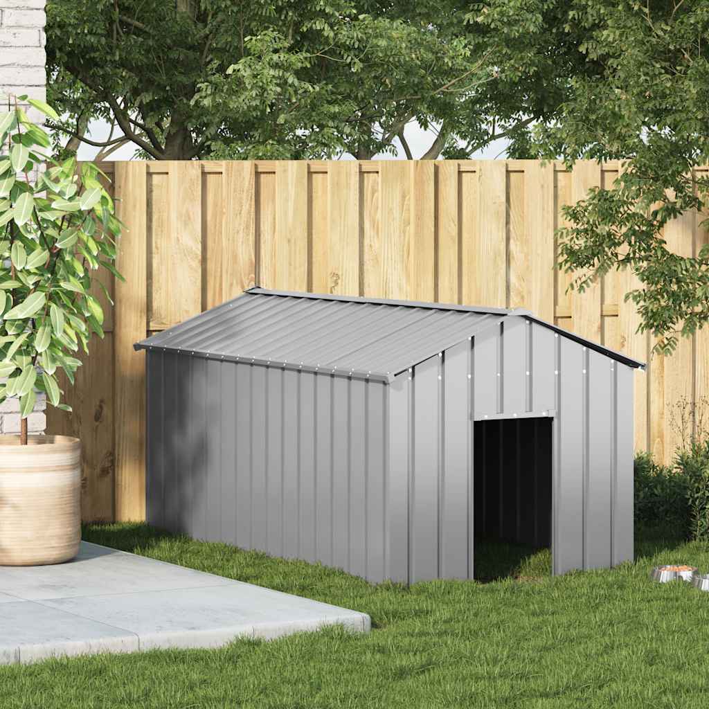 Hundehütte Metall grau 114 x 202 x 101 cm, lange Ausführung