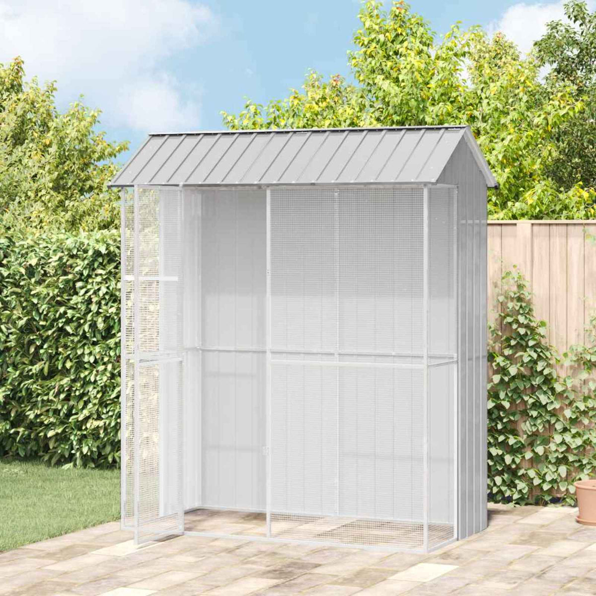 Voliere 247 cm hoch Grau 215 x 110 cm