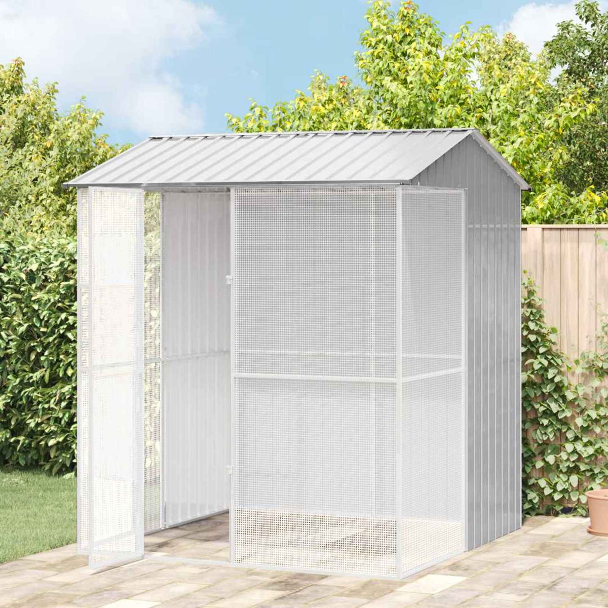 Voliere 247 cm hoch Grau 215 x 210 cm