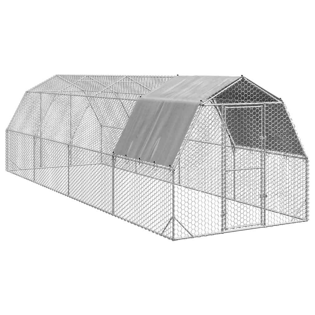 Hühnergehege mit Dach 2,5 x 8 m für 16 bis 20 Hühner