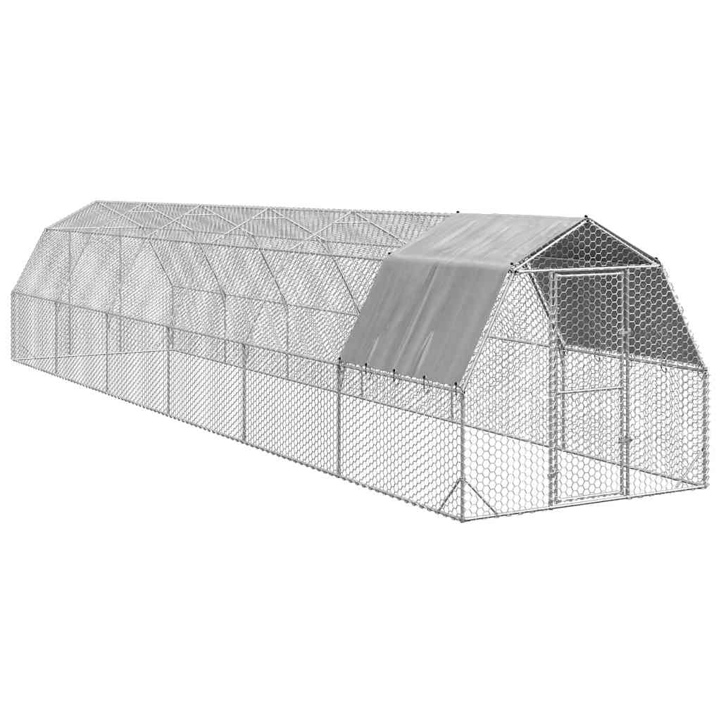 Hühnergehege mit Dach 2,5 x 12 m mit 30 m² Grundfläche