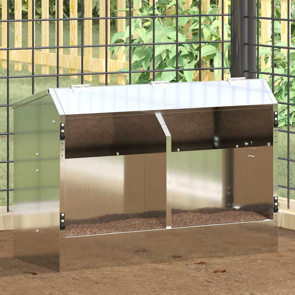 Futterautomat Kaninchen 6 kg – 64,5 x 25,5 x 45,5 cm – Silber
