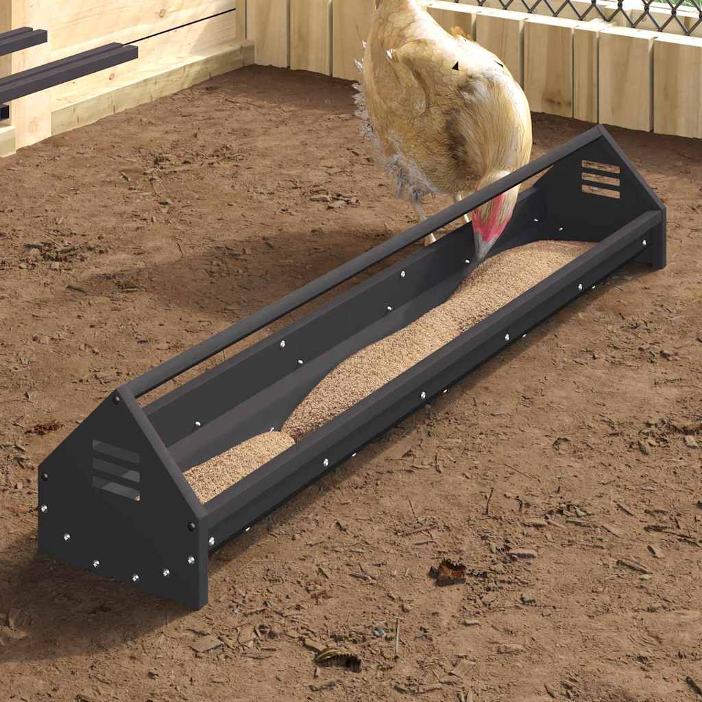 Futterrinne Hühner 108 cm – 5 kg, verzinkter Stahl – Schwarz