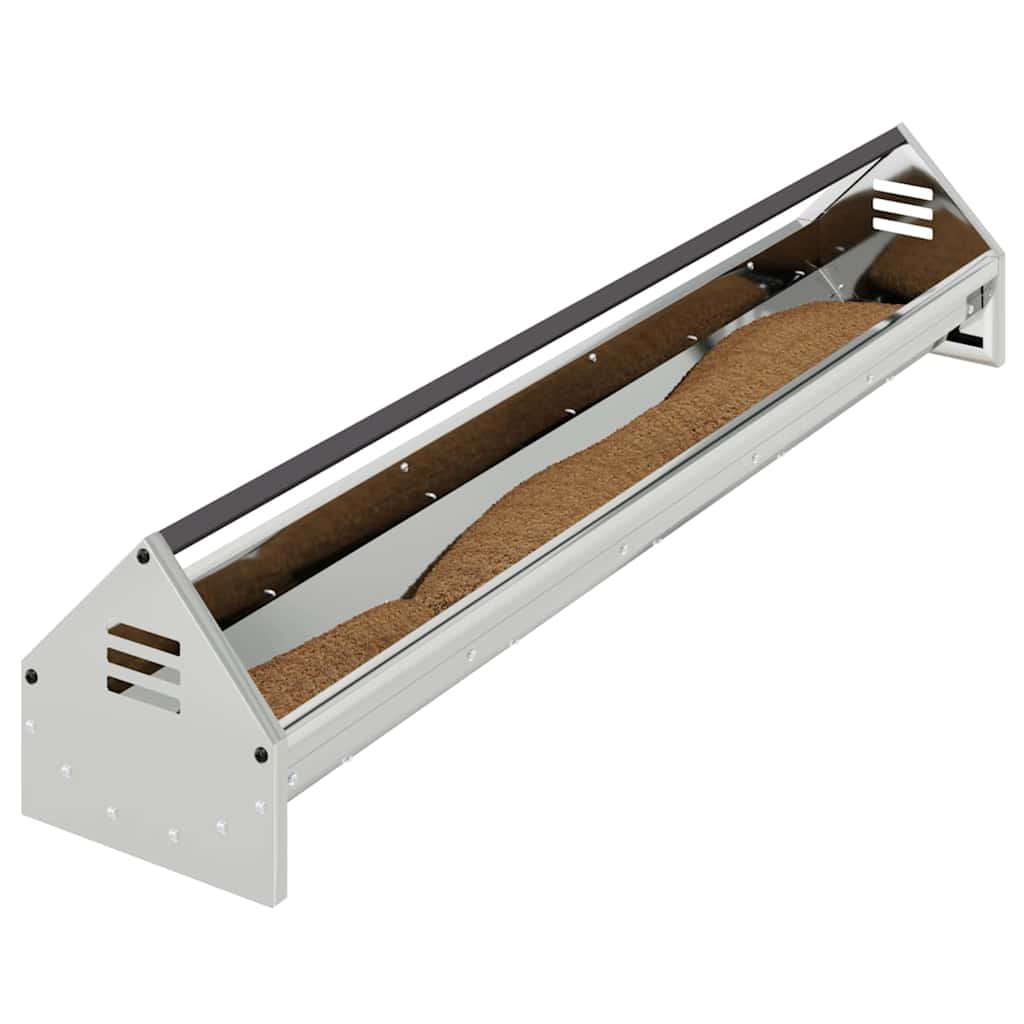 Futterrinne Hühner 108 cm – 5 kg, verzinkter Stahl – Silber