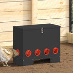 Futterautomat Hühner 25 kg – 60,5 x 29 x 51 cm, Stahl – Schwarz