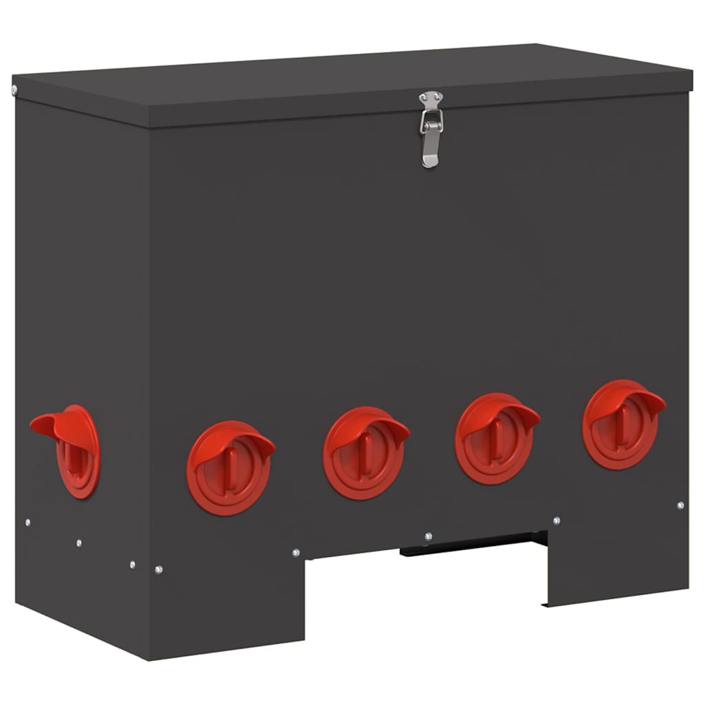 Futterautomat Hühner 25 kg – 60,5 x 29 x 51 cm, Stahl – Schwarz