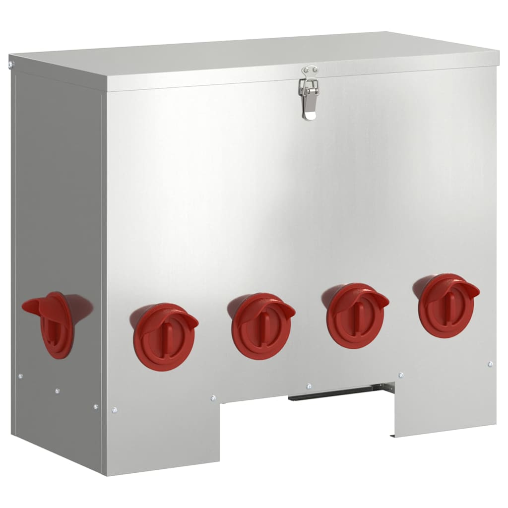 Futterautomat Hühner 25 kg – 60,5 x 29 x 51 cm, Stahl – Silber