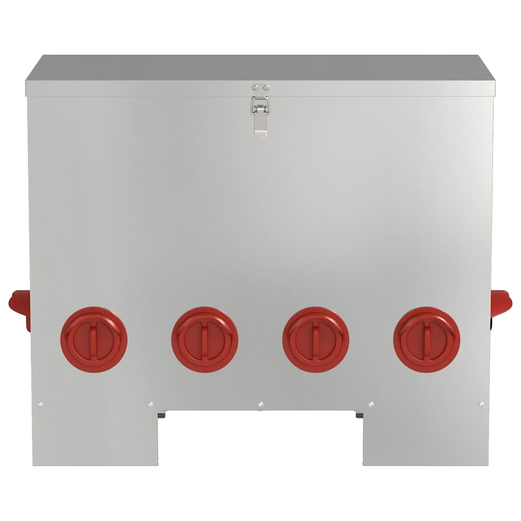 Futterautomat Hühner 25 kg – 60,5 x 29 x 51 cm, Stahl – Silber