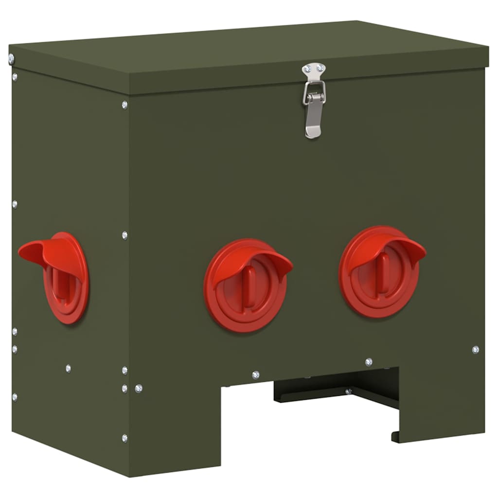 Futtertrog Hühner 20 kg – 40,5 x 25 x 38 cm, Stahl – Olivgrün