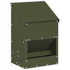 Futterspender Hühner 3 kg – 21 x 16 x 33 cm, Stahl – Olivgrün