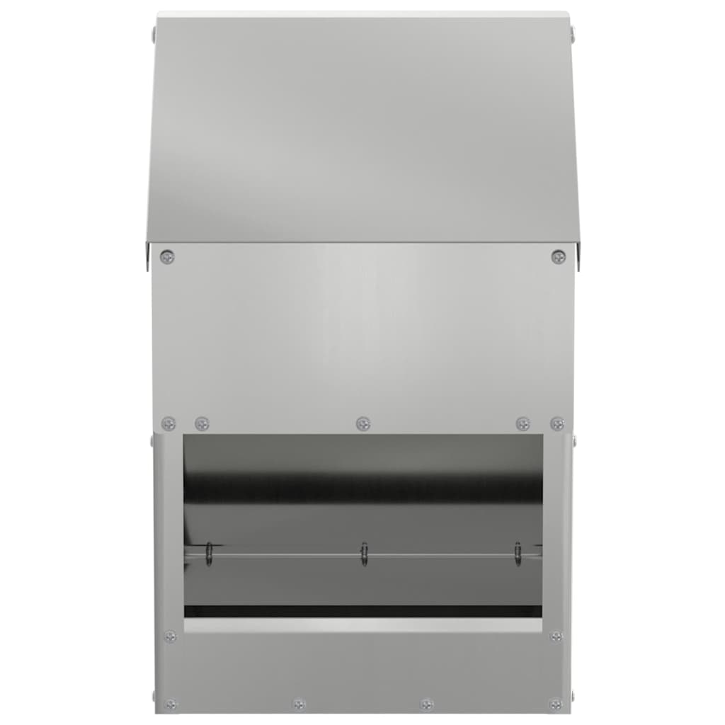 Futterspender Hühner 3 kg – 21 x 16 x 33 cm, Stahl – Silber