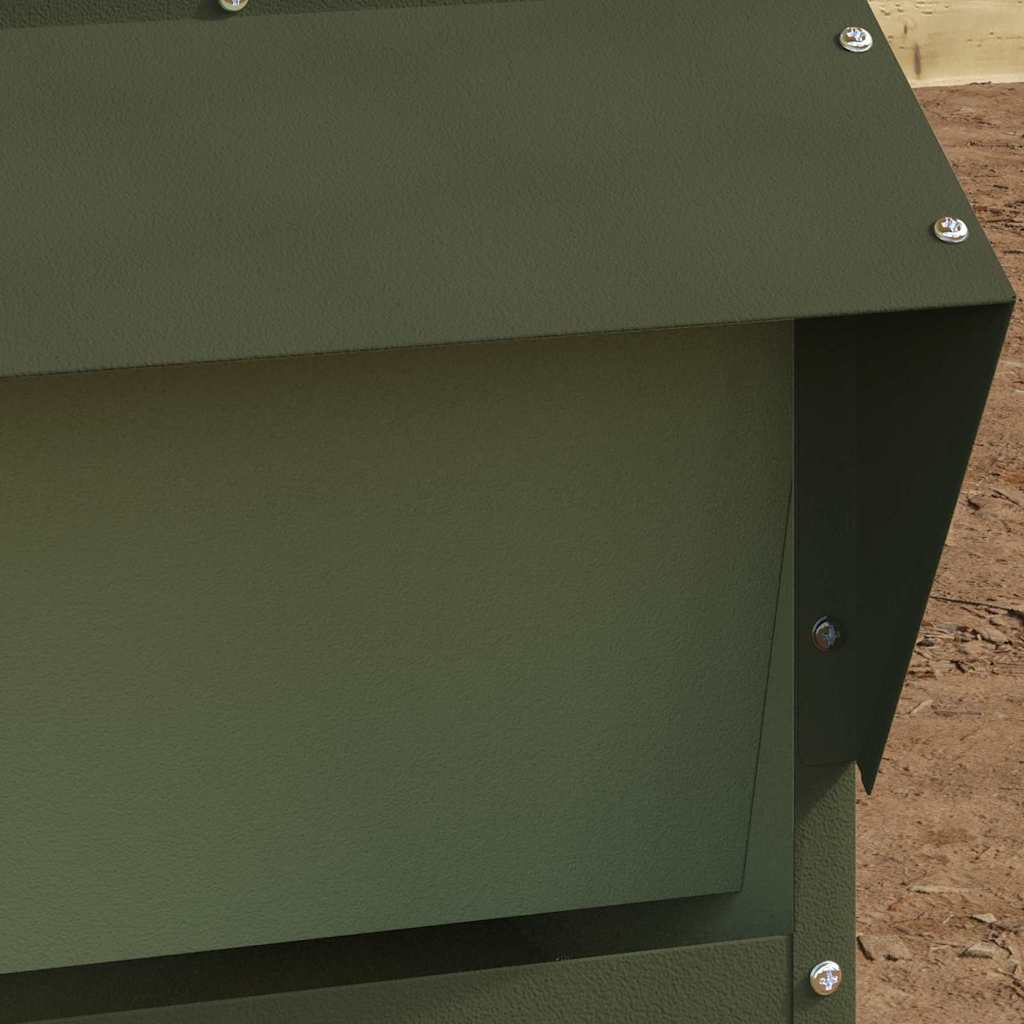 Futterautomat Hühner mit Dach 20 kg olivgrün